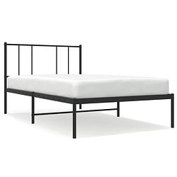 Foto van Vidaxl bedframe met hoofdbord metaal zwart 75x190 cm