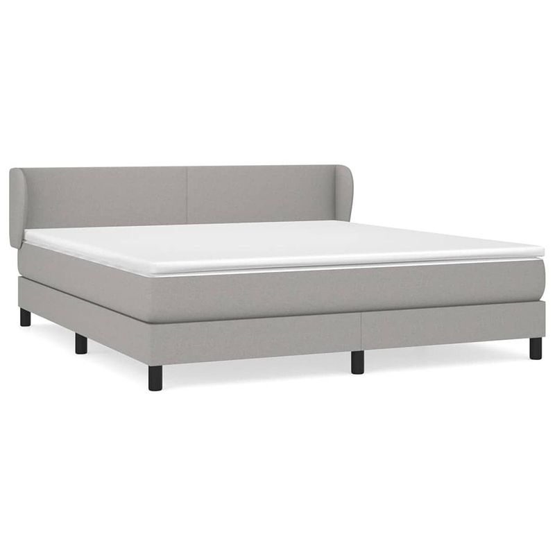 Foto van The living store boxspringbed - rustgevende nachtrust - bed - 203x163x78/88 cm - lichtgrijs - duurzaam materiaal -