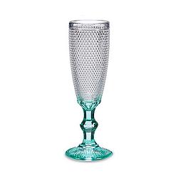 Foto van Champagneglas turkoois punten glas 6 stuks (185 ml)