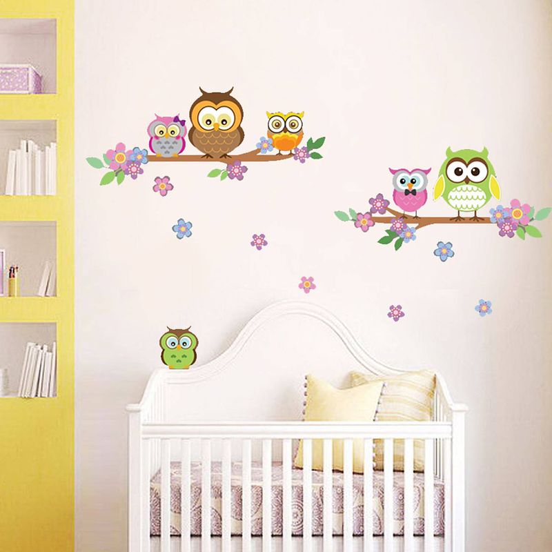 Foto van Walplus kids decoratie sticker - uil bloem boom