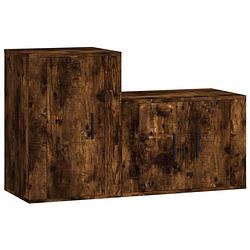 Foto van The living store tv meubel set - gerookt eiken - 57 x 34.5 x 40 cm - 40 x 34.5 x 60 cm