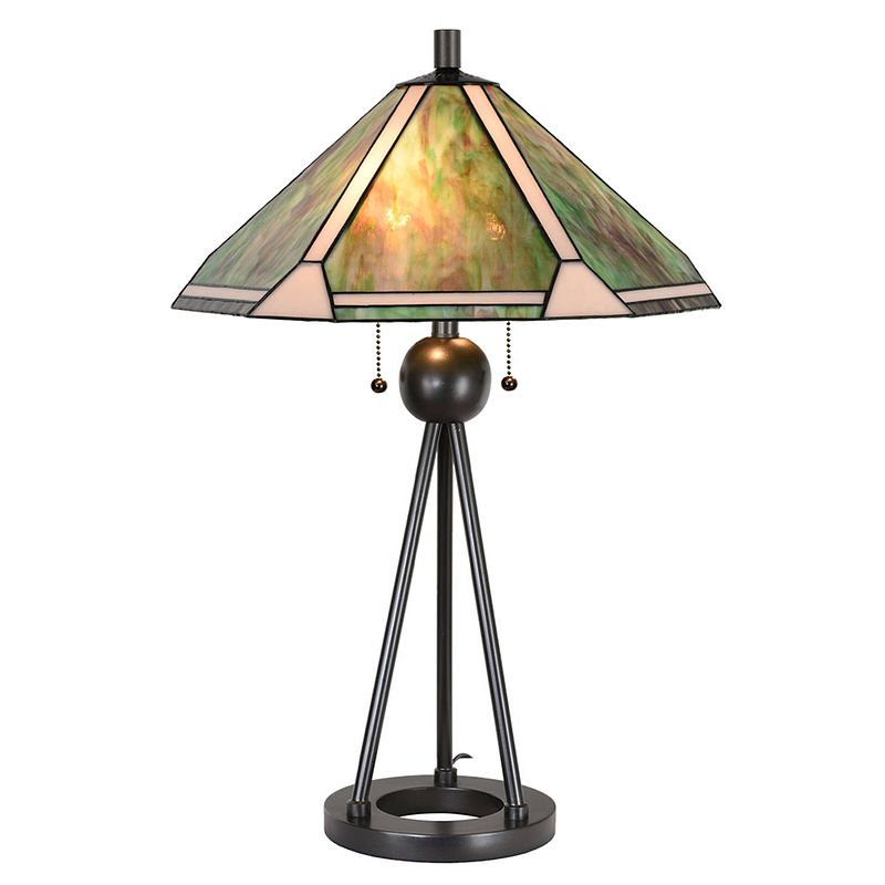 Foto van Lumilamp tiffany tafellamp ø 50*73 cm groen bruin metaal glas tiffany bureaulamp tiffany lampen groen tiffany