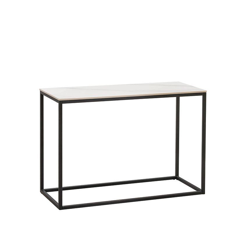 Foto van Industriële sidetable fien marmerlook wit