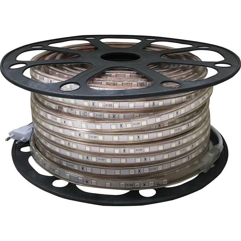 Foto van Led strip - aigi strabo - 50 meter - ip65 waterdicht - blauw - 5050 smd 230v