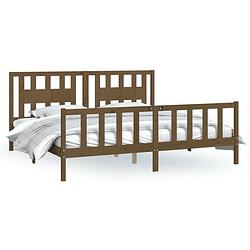 Foto van The living store houten bedframe - honingbruin - 205.5 x 205.5 x 69.5 cm - massief grenenhout