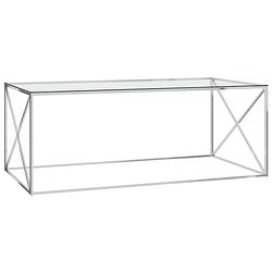 Foto van Vidaxl salontafel 120x60x45 cm roestvrij staal en glas zilverkleurig