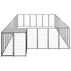 Foto van The living store hondenkennel xl - 770 x 330 x 110 cm - draadgaas - waterbestendig dak - zwart en zilvergrijs