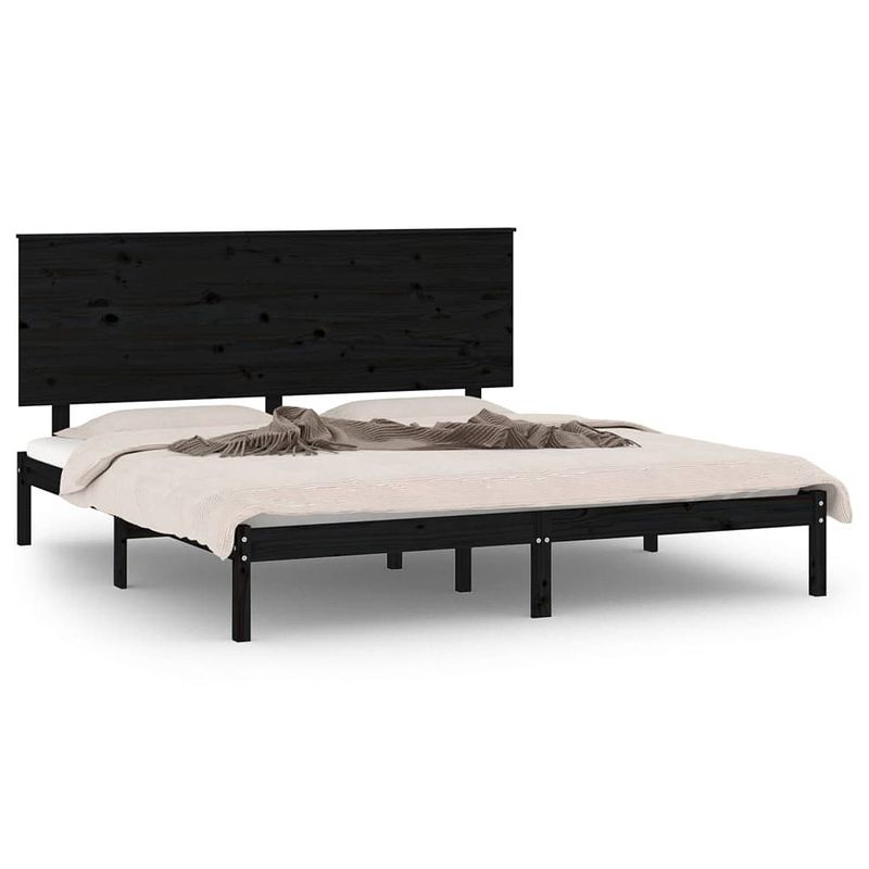 Foto van Vidaxl bedframe massief hout zwart 150x200 cm 5ft king size