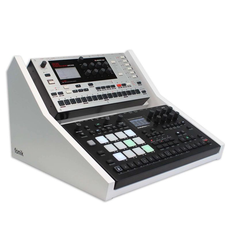 Foto van Fonik audio innovations original stand white voor elektron voor analog rytm / four mkii + octatrack