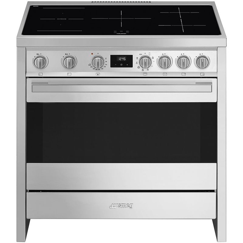 Foto van Smeg b95imx9 inductie fornuis grijs