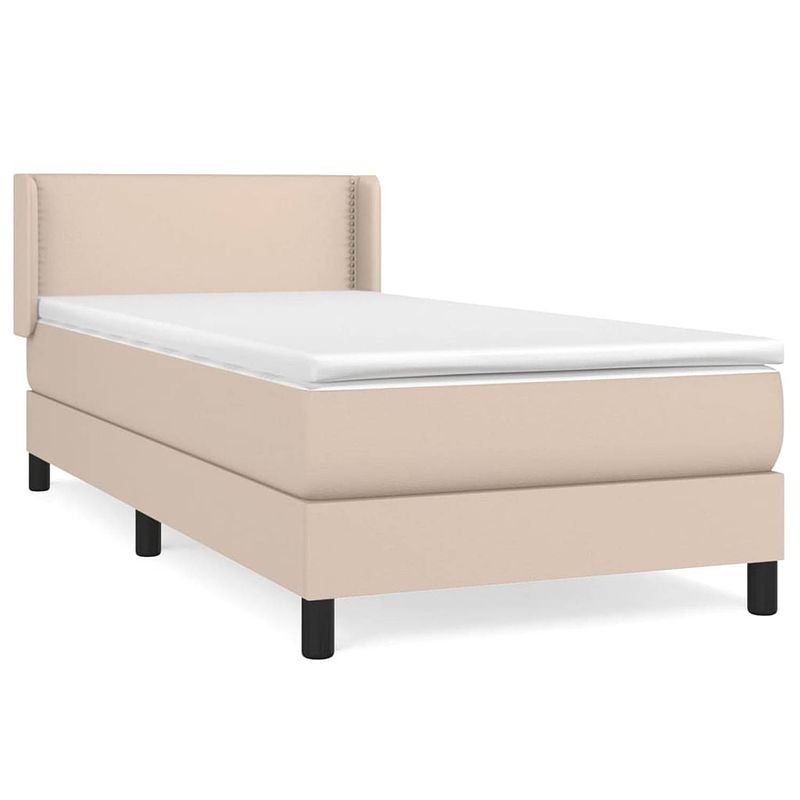 Foto van The living store boxspringbed - cappuccino - kunstleer - 203 x 93 x 78/88 cm - pocketvering matras - middelharde