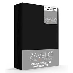 Foto van Zavelo® jersey hoeslaken zwart-lits-jumeaux (160x200 cm)