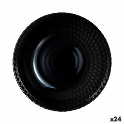 Foto van Diep bord luminarc pampille noir zwart glas 20 cm (24 stuks)