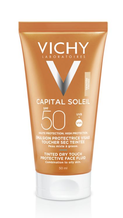 Foto van Vichy capital soleil dry touch bb zonnecrème spf50 voor het gezicht