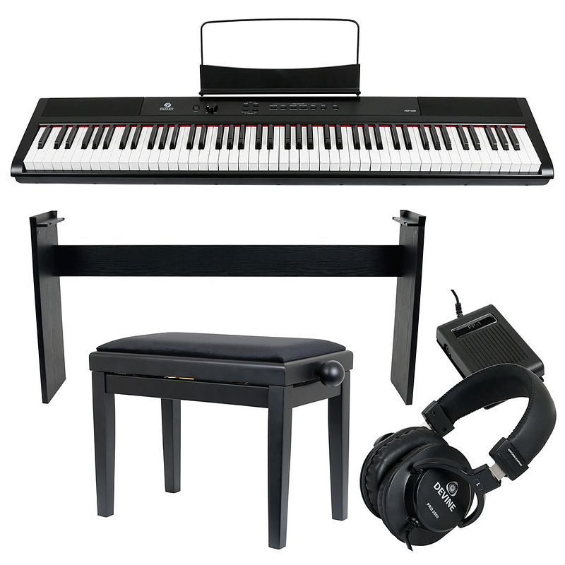 Foto van Fazley fsp-200-bk digitale piano starterset