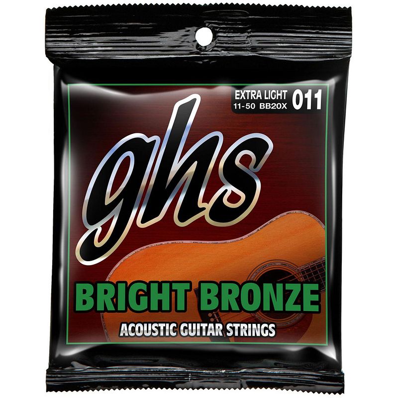 Foto van Ghs bb20x bright bronze extra light snarenset voor westerngitaar