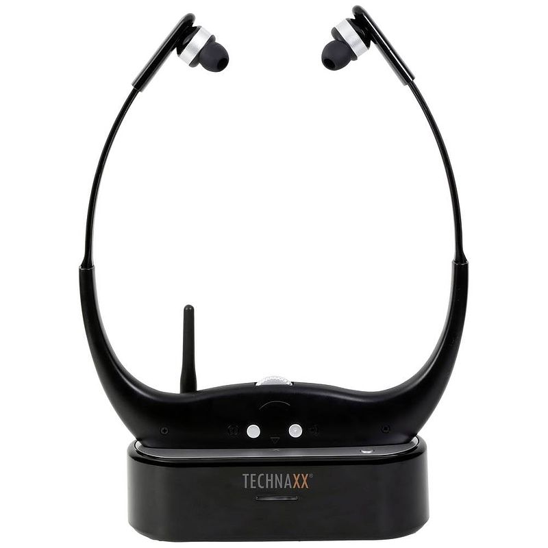 Foto van Technaxx tx-99 in ear headset radiografisch televisie zwart headset, oplaadbox, lichtgewicht, volumeregeling, afstandsbediening