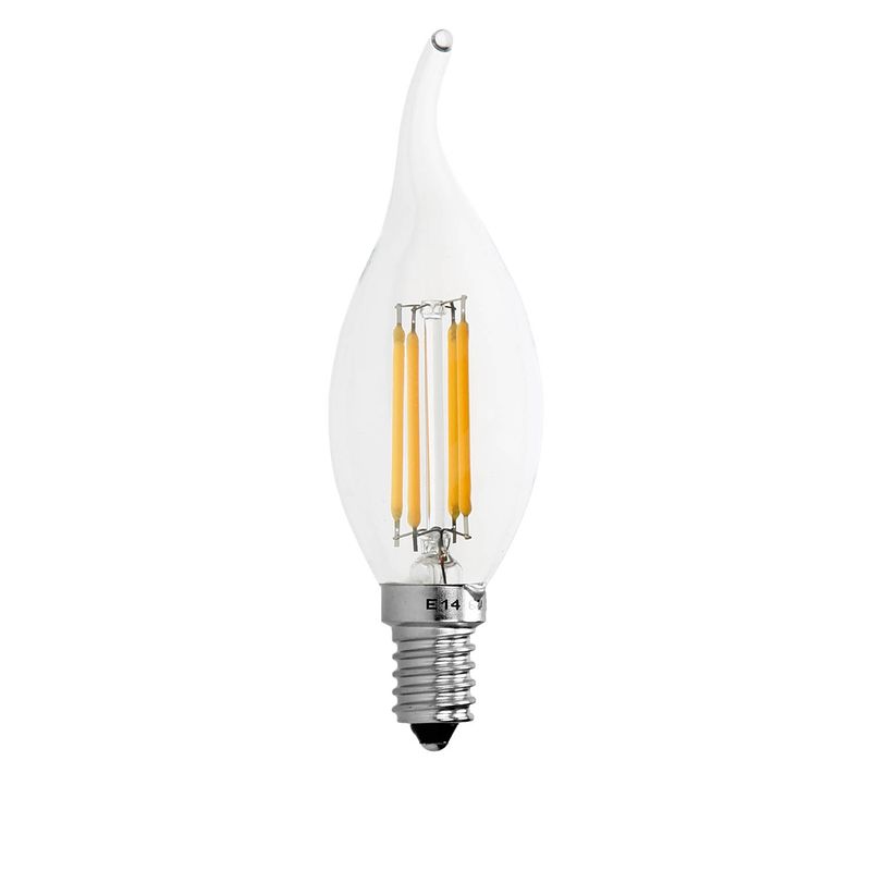 Foto van Led-lamp windvlaag van de kaarsfilament e14 4w warm wit