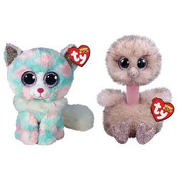 Foto van Ty - knuffel - beanie boo's - opal cat & henna ostrich