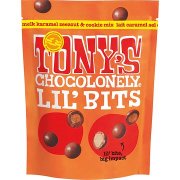 Foto van Tony'ss chocolonely lil's bits biscuit melk karamel zeezout & cookie mix 120g bij jumbo