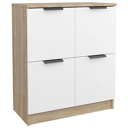 Foto van Vidaxl dressoir 60x30x70 cm bewerkt hout wit en sonoma eikenkleurig