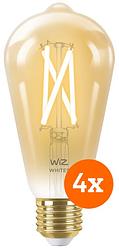 Foto van Wiz smart filament lamp edison 4-pack - warm tot koelwit licht - e27