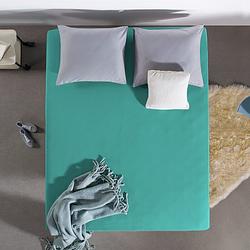 Foto van Dubbel jersey hoeslaken - turquoise - 190x220 cm - keuze uit meerdere kleuren - home care - dekbed-discounter.nl