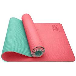 Foto van Yogamat oranje/rood-turquoise, fitnessmat,, gymnastiekmat pilatesmat, sportmat, 183 x 61 x 0,6 cm