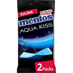 Foto van Mentos aqua kiss kauwgom mint suikervrij 2 pakjes 14 stuks bij jumbo