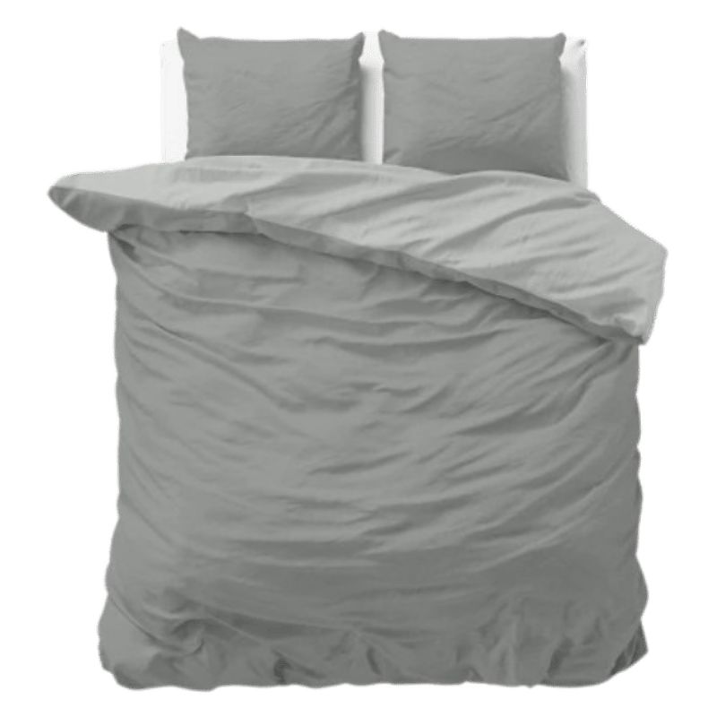 Foto van Dekbedovertrek double face - lits-jumeaux (240x220 cm) - antraciet polyester-katoen - dessin: effen - sleeptime elegance - dekbed-discounter.nl