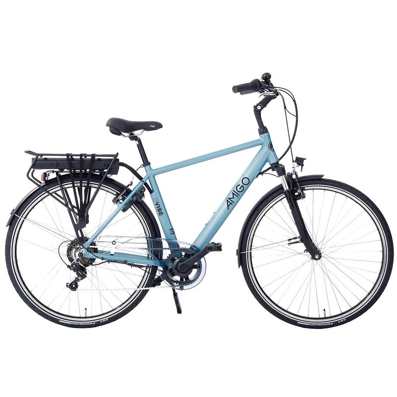 Foto van Amigo elektrische stadsfiets e-vibe d2 28 inch 54 cm heren 7v v-brakes blauw