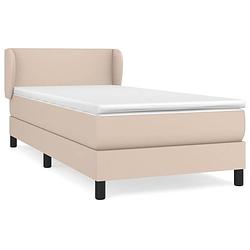 Foto van The living store boxspringbed - cappuccino - kunstleer - 203 x 93 x 78/88 cm - pocketvering matras - middelharde