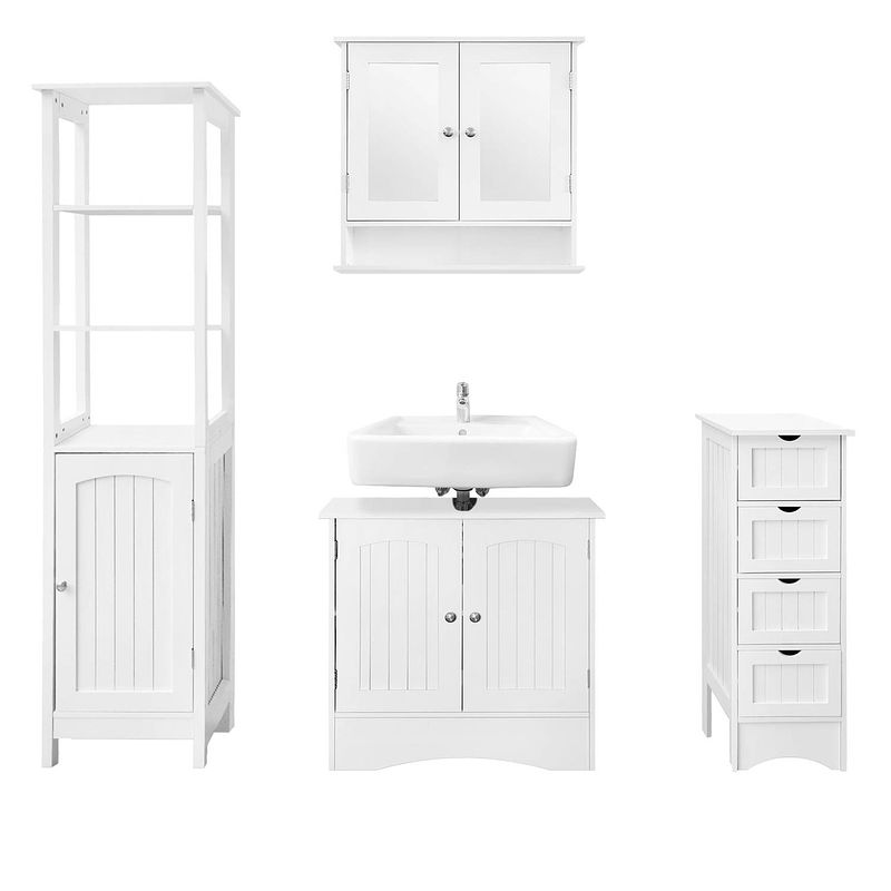 Foto van Ml-design set van 4 badkamermeubels wit, gemaakt van mdf spaanplaat