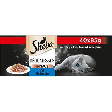 Foto van Sheba kattenvoer sauce collection natvoer vis selectie in saus 40 x 85g voordeelverpakking bij jumbo