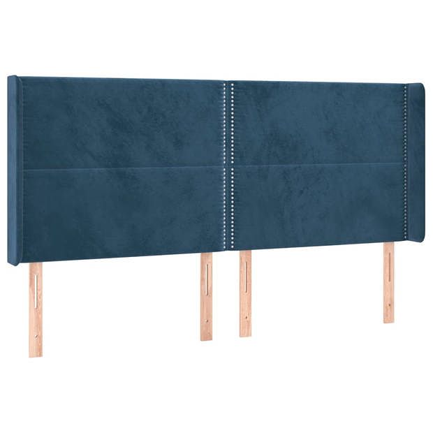 Foto van Vidaxl hoofdbord met randen 183x16x118/128 cm fluweel donkerblauw