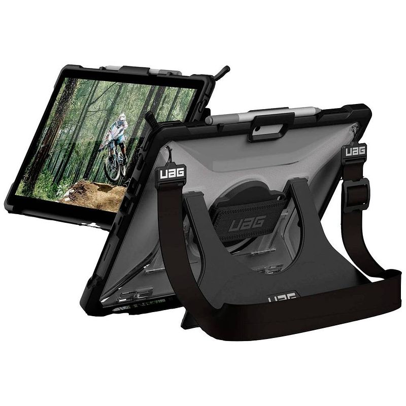 Foto van Urban armor gear plasma handstrap case backcover microsoft surface pro 9 ice, transparant tabletcover