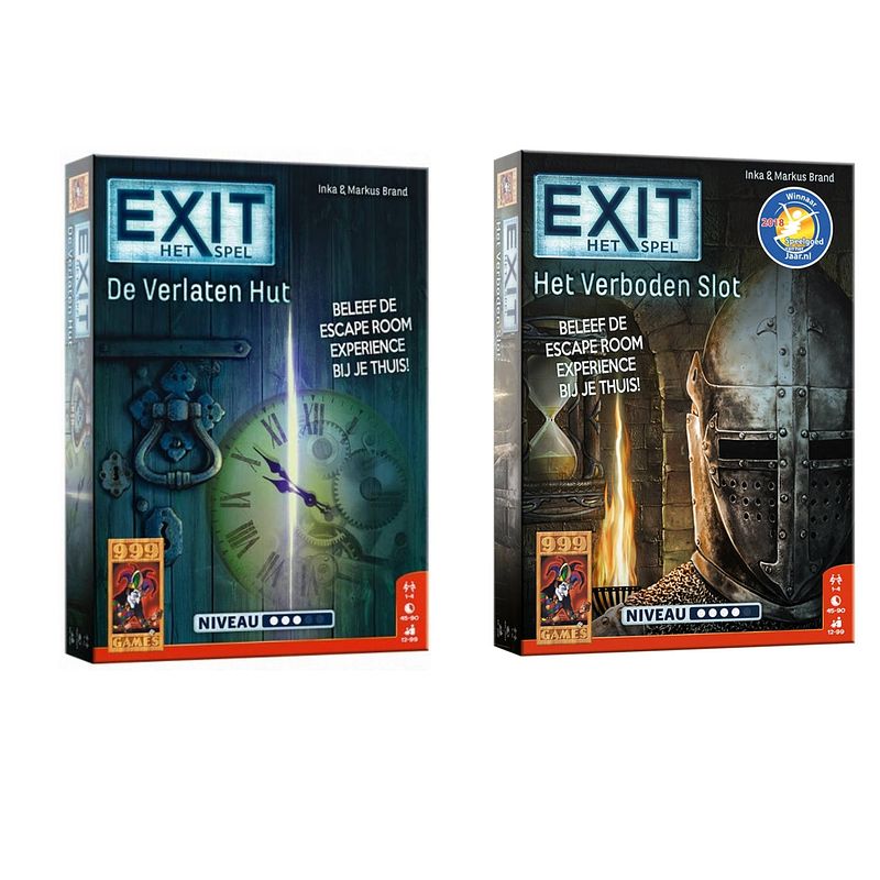 Foto van Spellenbundel - 2 stuks - bordspel - exit de verlaten hut & exit het verboden slot