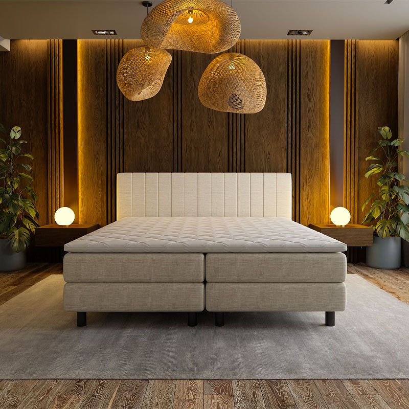 Foto van 2-persoons boxspring hotel - beam - beige 160x210 cm - pocketvering - inclusief topper - dekbed-discounter.nl