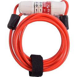 Foto van Fietsslot kabelslot cijferslot 180cm x 4mm rood - combinatieslot - combination lock