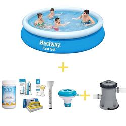 Foto van Bestway zwembad - fast set - 366 x 76 cm - inclusief ways onderhoudspakket & filterpomp