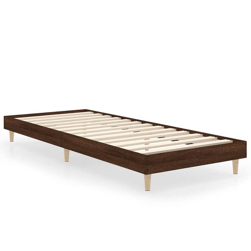 Foto van The living store bedframe - bruineiken - 193 x 78 x 20 cm - duurzaam hout - ondersteunende poten - multiplex