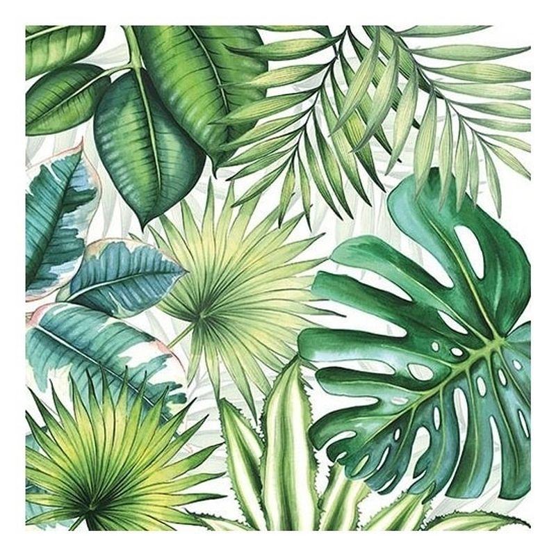 Foto van Ambiente tafel servetten tropische planten groen 40x stuks 33 x 33 cm - feestservetten