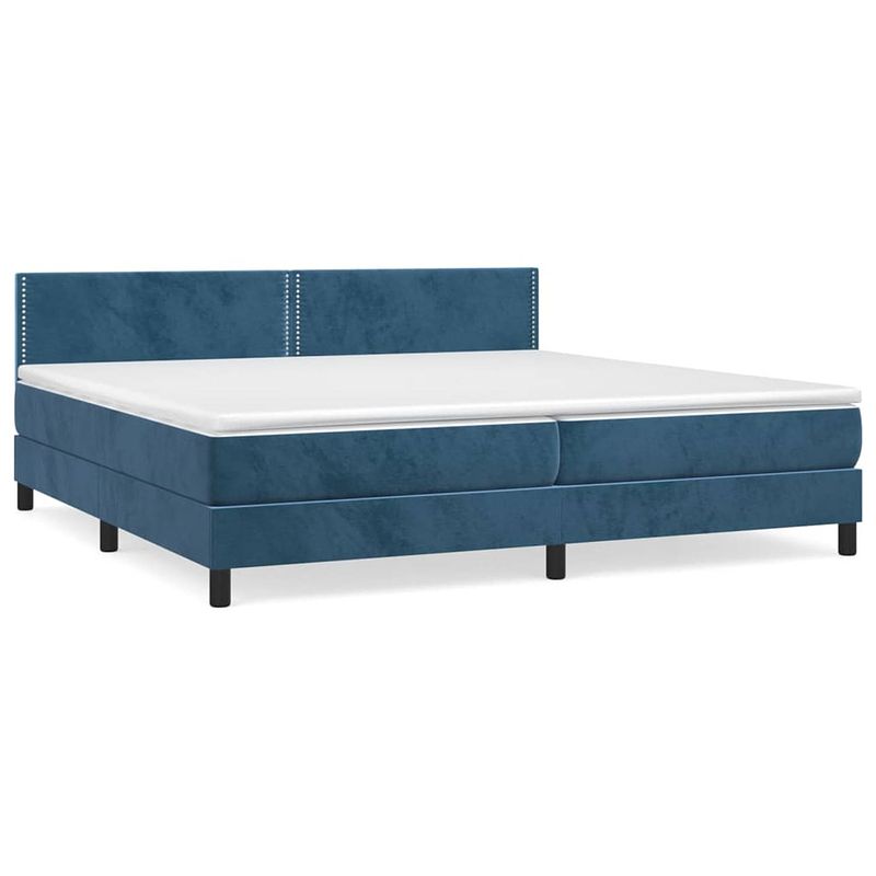 Foto van The living store boxspringbed - comfort - bed - 203x200x78/88 - donkerblauw - fluwelen materiaal - verstelbaar