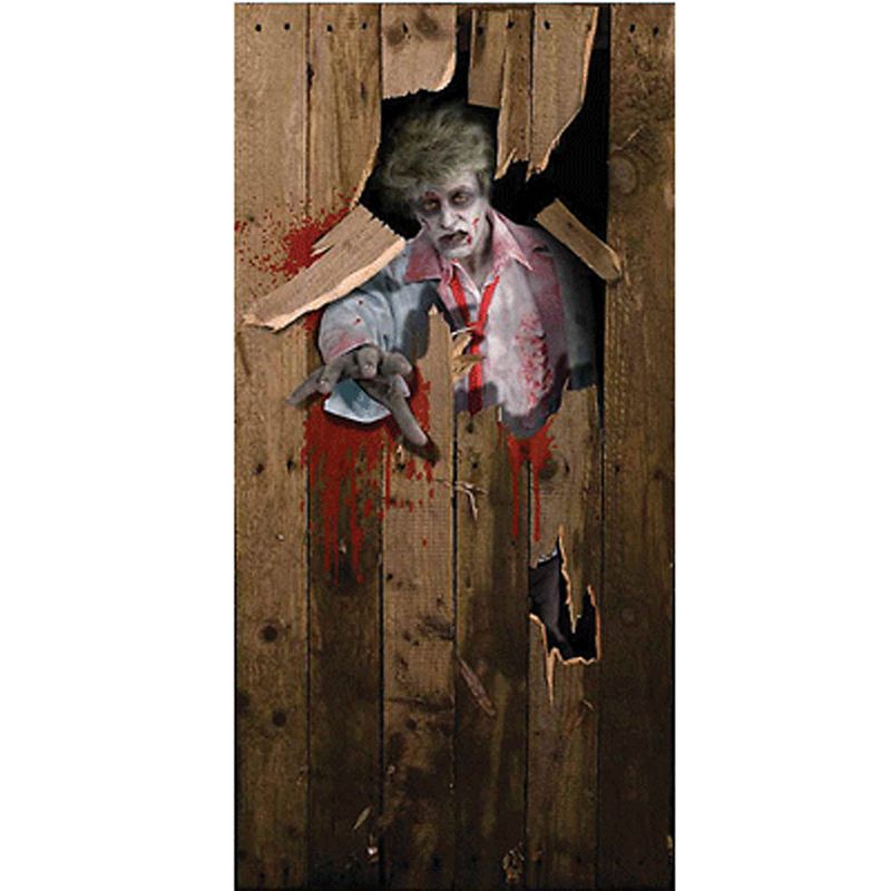 Foto van Horror deurposter - zombie - 182 x 97 cm - halloween thema versieringen - feestdeurdecoraties