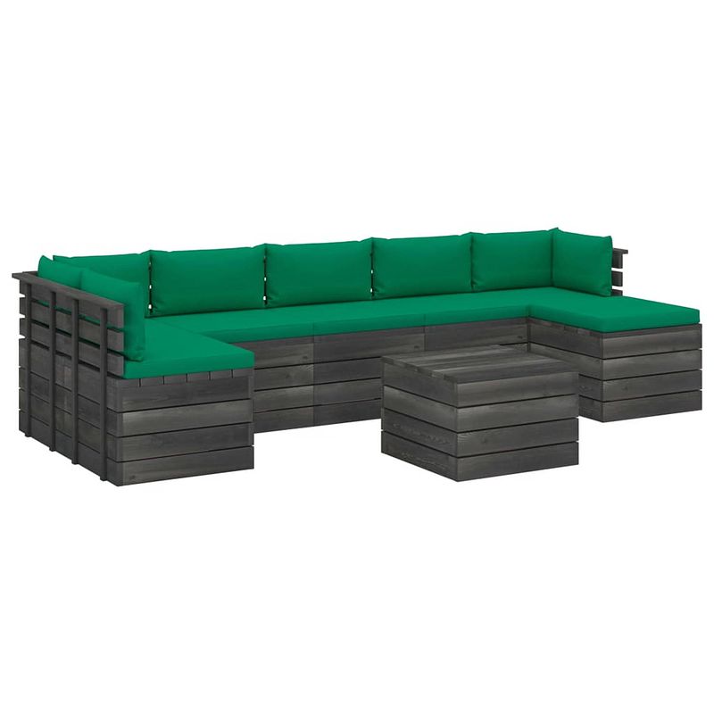 Foto van Vidaxl 8-delige loungeset met kussens pallet massief grenenhout