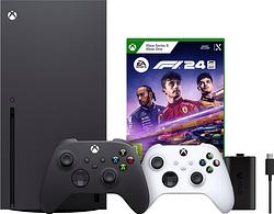 Foto van Xbox series x + f1 24 + tweede controller wit + play & charge kit