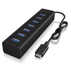 Foto van Icy box ib-hub1700-c3 usb-c® (usb 3.2 gen 2) multiport hub 7 poorten zwart