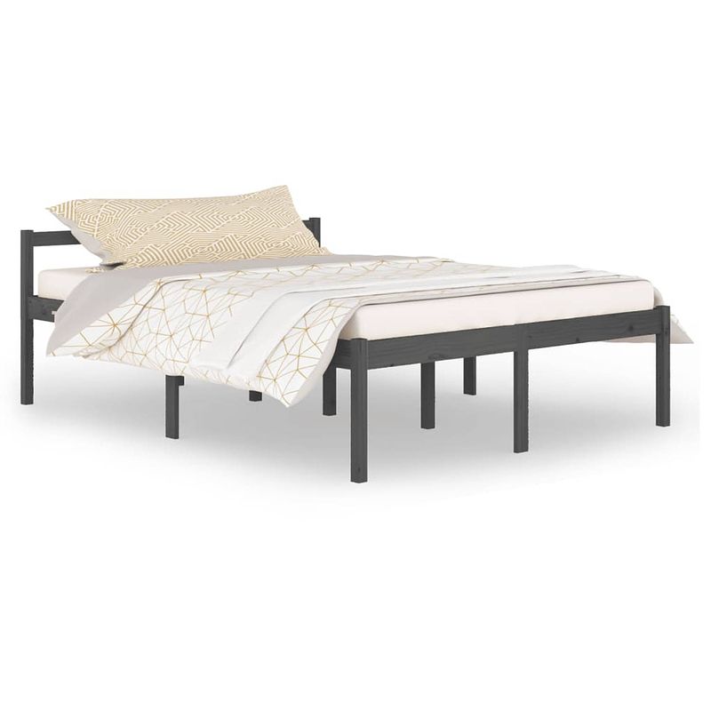 Foto van The living store bedframe massief grenenhout grijs 150x200 cm 5ft king - bed