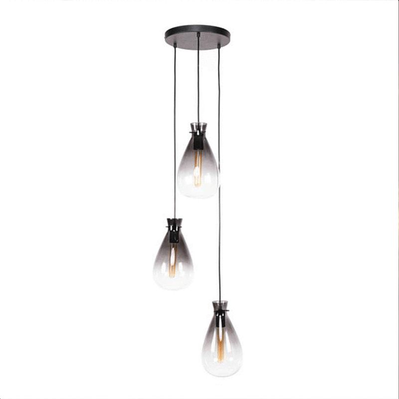 Foto van Livin24 hanglamp lana getrapt glas zilver 3-lichts ø 18 cm.