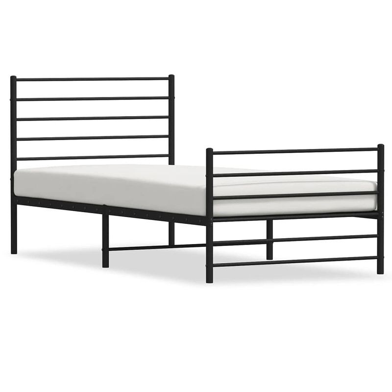 Foto van Vidaxl bedframe met hoofd- en voeteneinde metaal zwart 80x200 cm